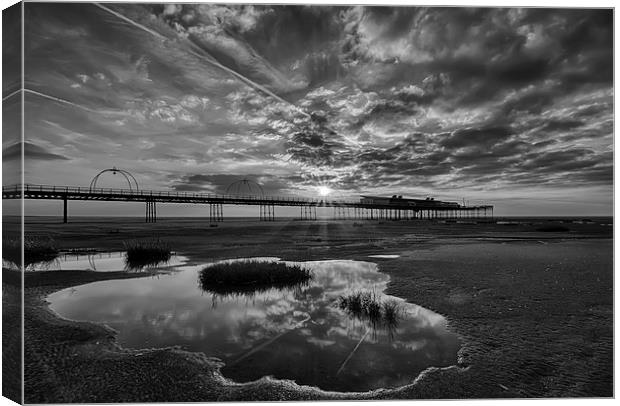 Sunset Over Southport Pier Canvas Print by Roger Green