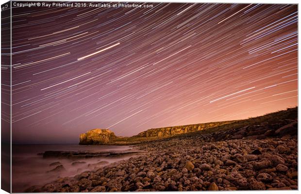  Star Trails over Target Rock Canvas Print by Ray Pritchard