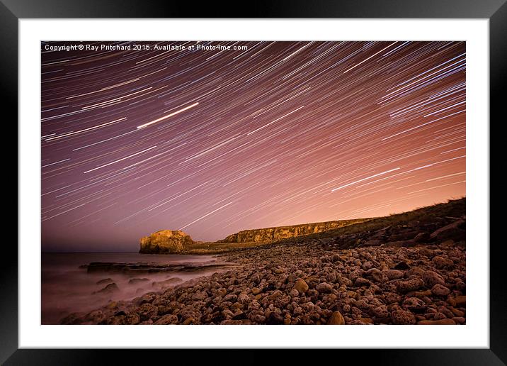  Star Trails over Target Rock Framed Mounted Print by Ray Pritchard