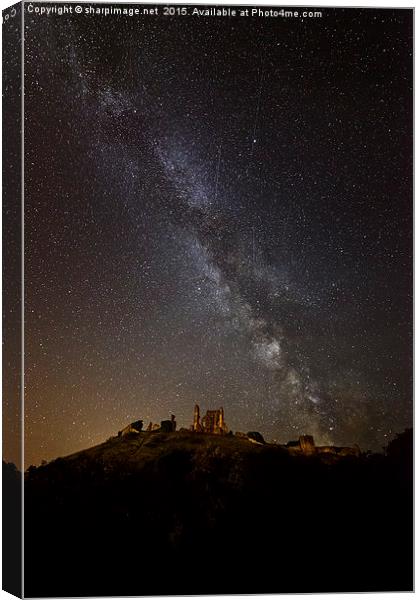  Corfe Castle Milky Way Canvas Print by Sharpimage NET