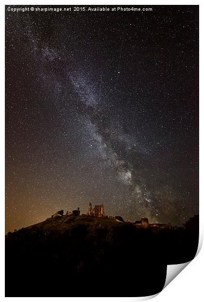 Corfe Castle Milky Way Print by Sharpimage NET