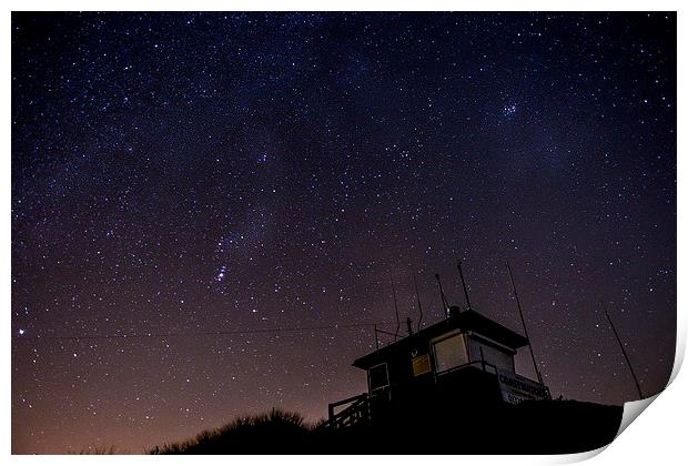 Wells coast watch tower under the Milky Way  Print by Gary Pearson