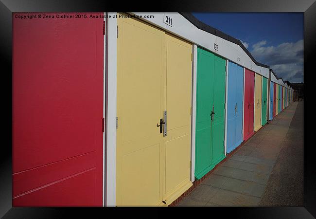 Primary Beach Huts at Exmouth Framed Print by Zena Clothier
