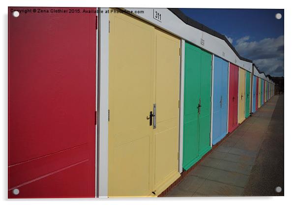 Primary Beach Huts at Exmouth Acrylic by Zena Clothier
