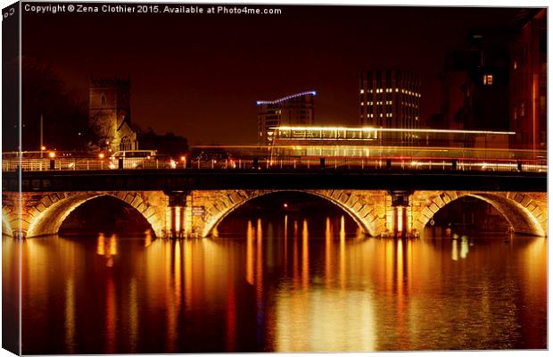 Bristol Bridge at night Canvas Print by Zena Clothier