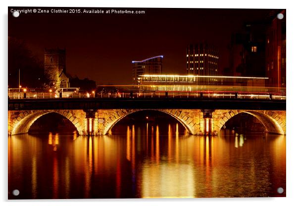 Bristol Bridge at night Acrylic by Zena Clothier