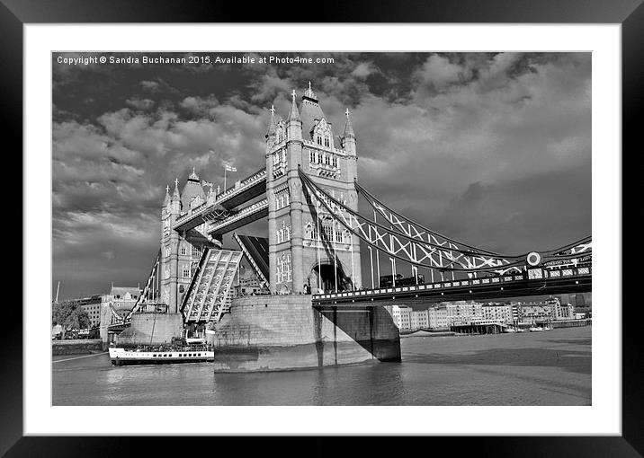  London Bridge  Black & White Framed Mounted Print by Sandra Buchanan