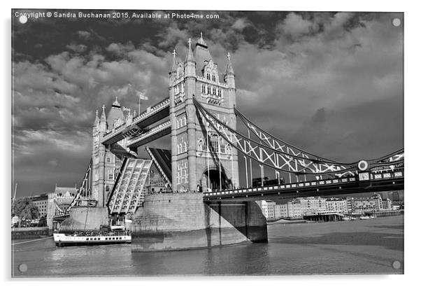  London Bridge  Black & White Acrylic by Sandra Buchanan