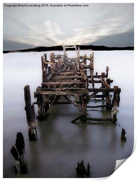  The Old Pier at Erith Print by sylvia scotting