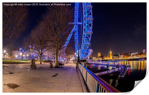 London eye on the southbank Print by mike cooper