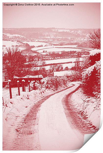 Snowy Lane Print by Zena Clothier