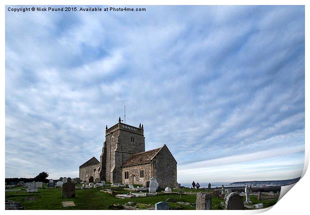 The Church of St Nicholas, Uphill Print by Nick Pound