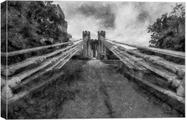 Conwy Suspension Bridge  Canvas Print by Ian Mitchell