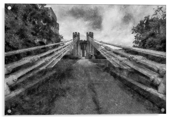 Conwy Suspension Bridge  Acrylic by Ian Mitchell