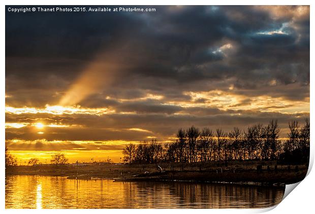  Sunset on the river Print by Thanet Photos