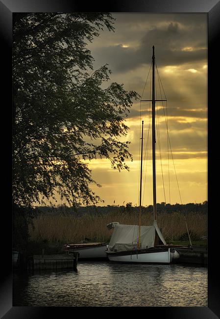 Yacht sunset Framed Print by Stephen Mole