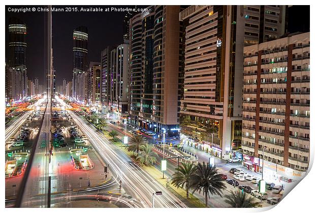  Abu Dhabi night shot Print by Chris Mann