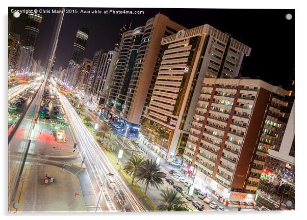  Abu Dhabi night scene Acrylic by Chris Mann