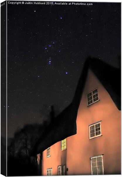  Orion Over Redgrave Canvas Print by Justin Hubbard