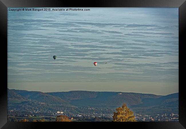  Hot air balloons over the hills Framed Print by Mark Bangert