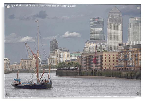  The Thames Barge Gladys Acrylic by Michael Chandler