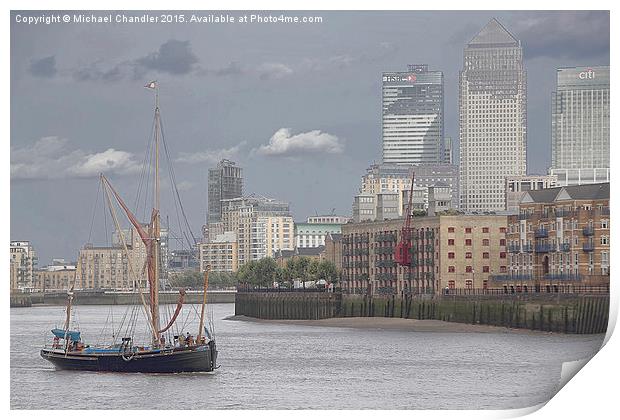  The Thames Barge Gladys Print by Michael Chandler