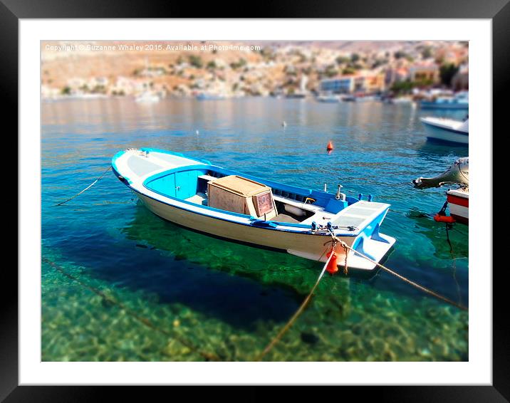  Greek Boat Framed Mounted Print by Suzanne Whaley