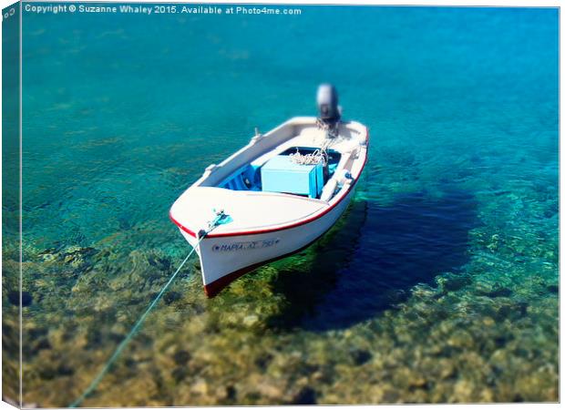 Greek Island Boat Canvas Print by Suzanne Whaley