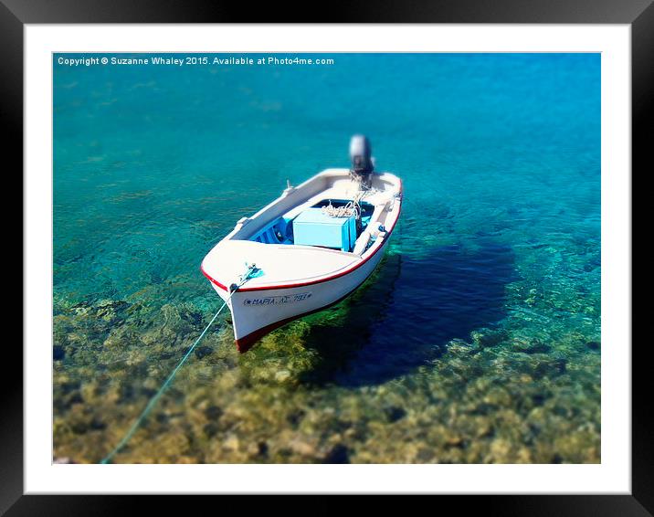Greek Island Boat Framed Mounted Print by Suzanne Whaley