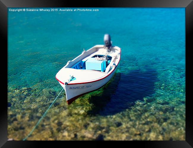 Greek Island Boat Framed Print by Suzanne Whaley