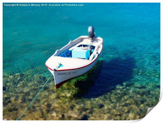 Greek Island Boat Print by Suzanne Whaley