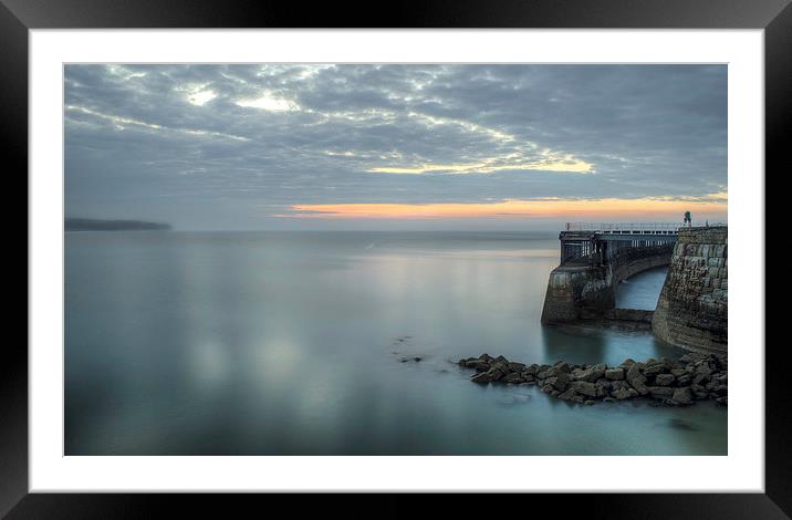 Whitby Harbour and Pier Framed Mounted Print by David Oxtaby  ARPS
