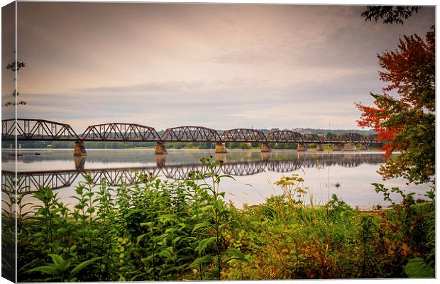 Railway Bridge, Fredericton, New Brunswick, Canada Canvas Print by Mark Llewellyn