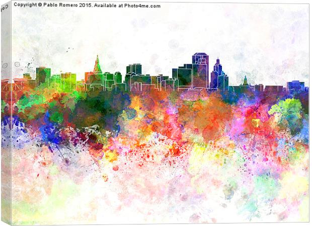 Hartford skyline in watercolor background Canvas Print by Pablo Romero