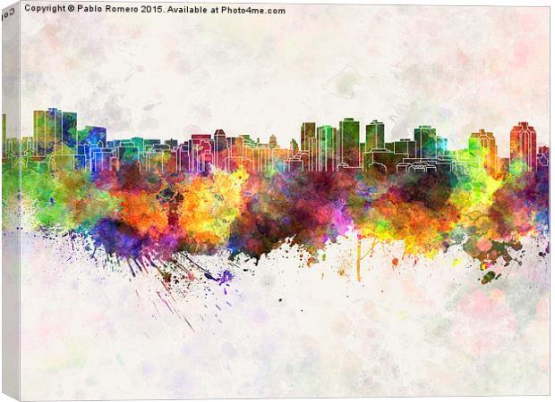 Halifax skyline in watercolor background Canvas Print by Pablo Romero