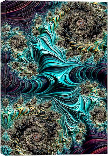 Aqua Spirals Canvas Print by Steve Purnell