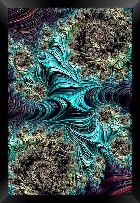Aqua Spirals Framed Print by Steve Purnell