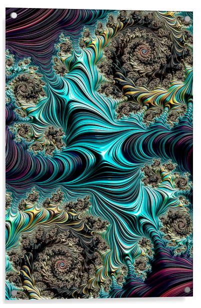 Aqua Spirals Acrylic by Steve Purnell