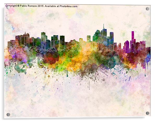 Brisbane skyline in watercolor background Acrylic by Pablo Romero