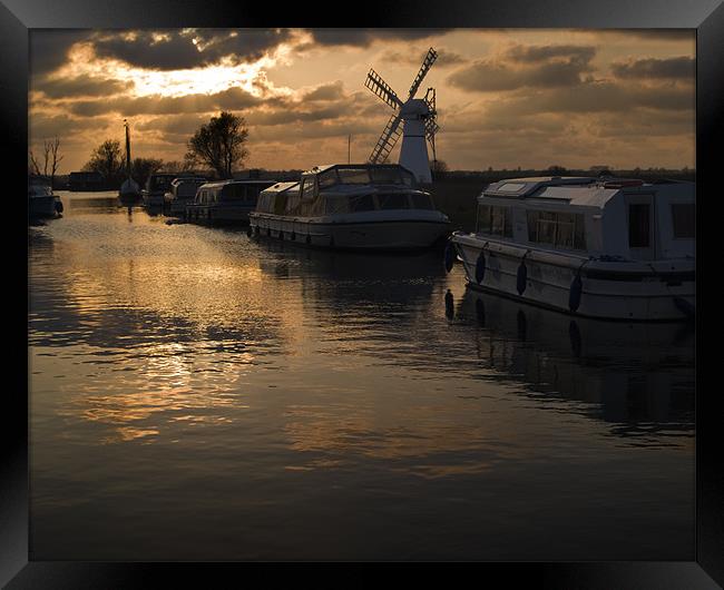 Pleasure cruisers at Thurne Staithe Framed Print by Stephen Mole
