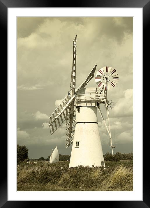 Thurne mill with a passing yacht Framed Mounted Print by Stephen Mole