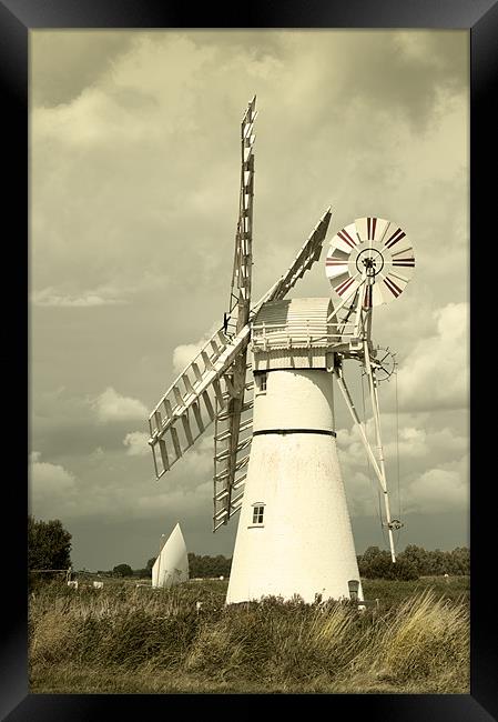 Thurne mill with a passing yacht Framed Print by Stephen Mole