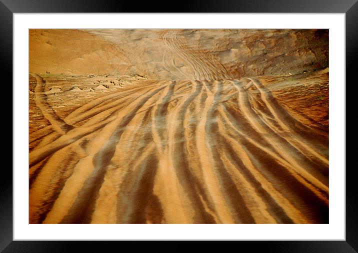 sand tracks Framed Mounted Print by Claire Gardner