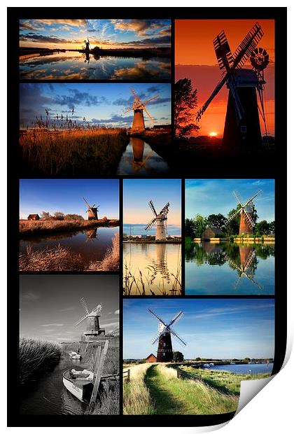  Montage of Norfolk Mills Print by Broadland Photography