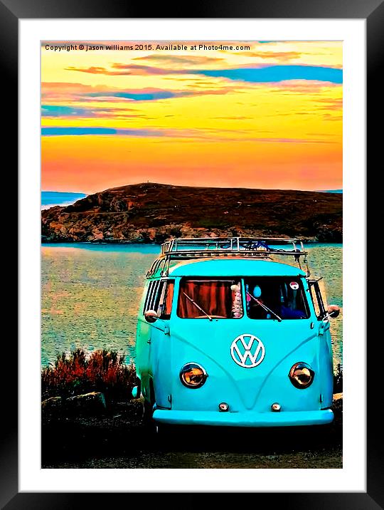  Iconic VW & Sunset. Framed Mounted Print by Jason Williams