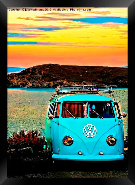  Iconic VW & Sunset. Framed Print by Jason Williams