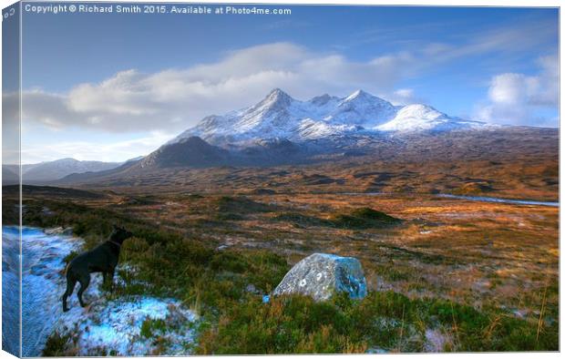  'Lucy' and the Black Cuilin of Skye Canvas Print by Richard Smith