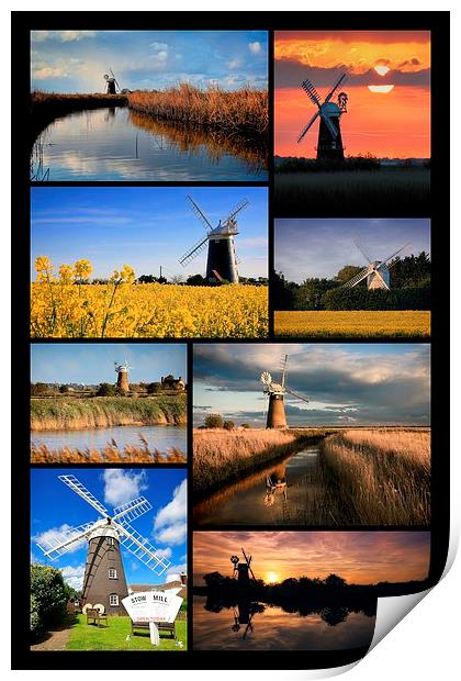  Montage of Norfolk Mills Print by Broadland Photography