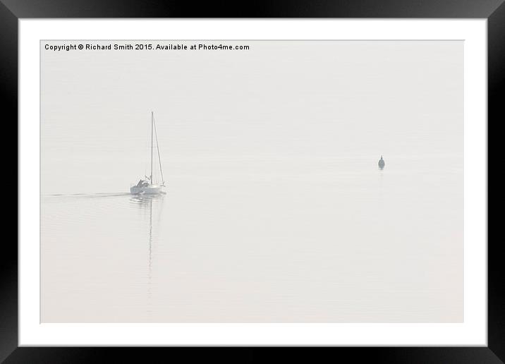  A yacht departs in the mist Framed Mounted Print by Richard Smith