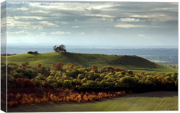 View from Coombe Hill towards Beacon hill Bucks. Canvas Print by Peter Jones